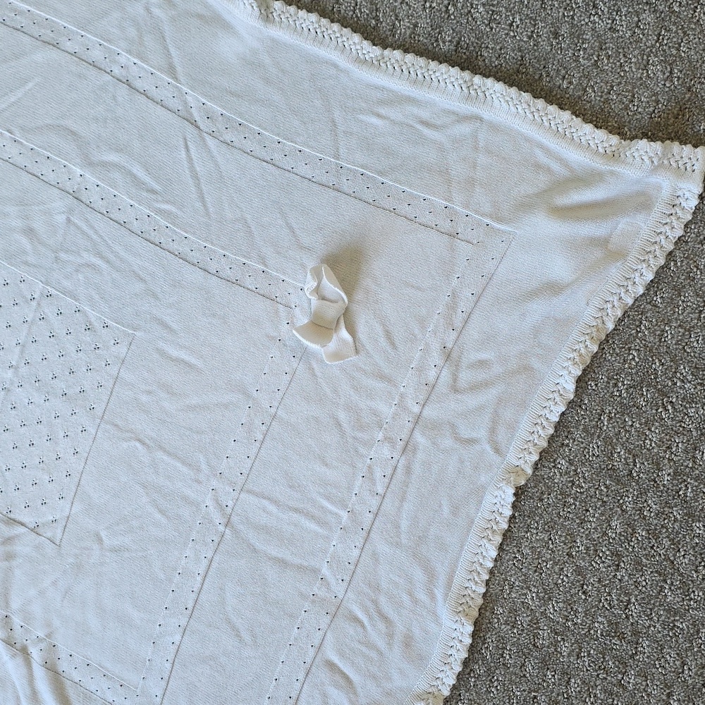 Elegant Mayoral White Cotton Baby Blanket | 100cmx80cm